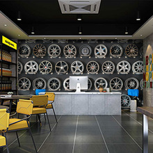 3d汽车主题墙纸改装车轮毂车标收银台背景墙装饰汽修厂美容店壁纸