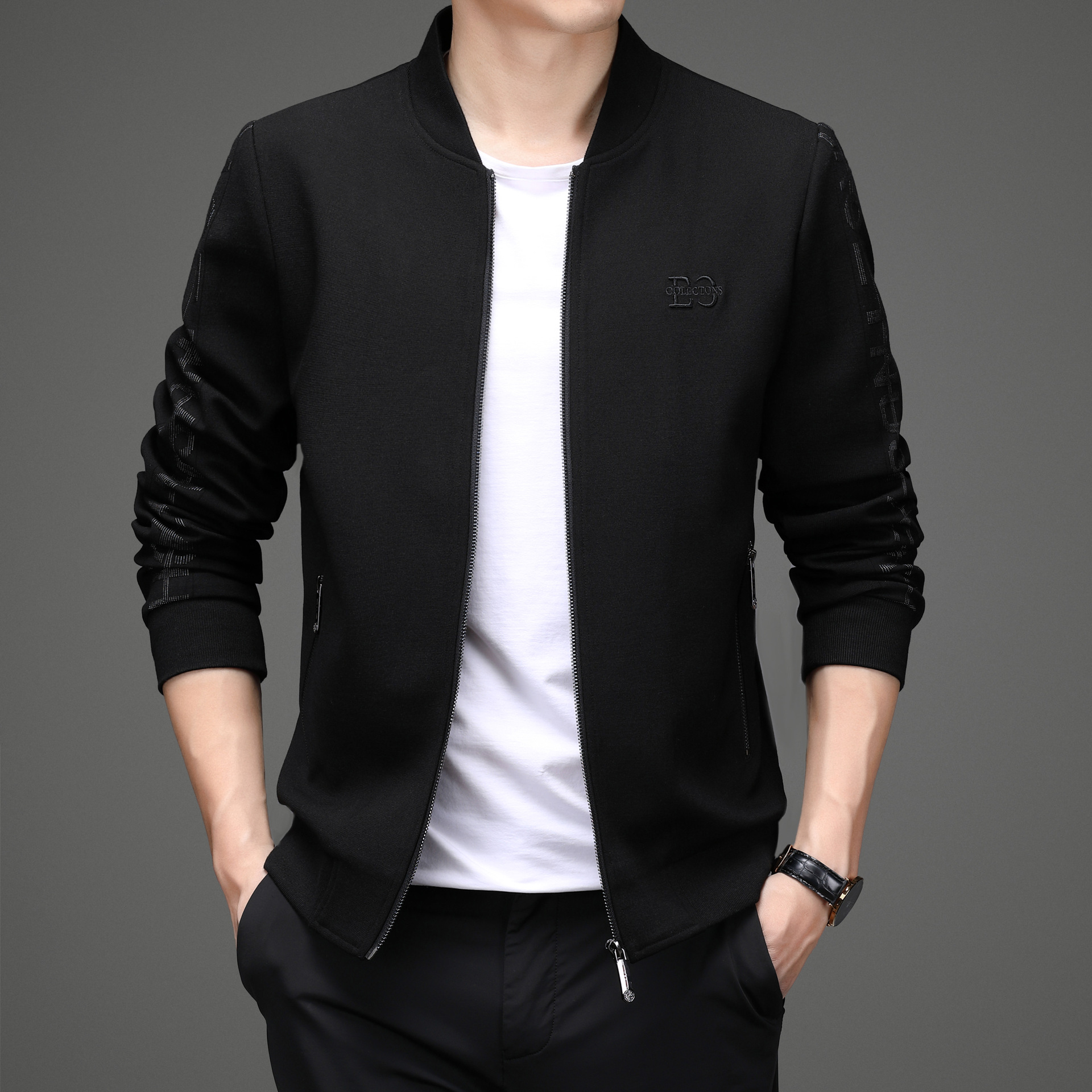 2022年新款春秋季时尚休闲男式青年夹克正品立领棒球服男装外套批