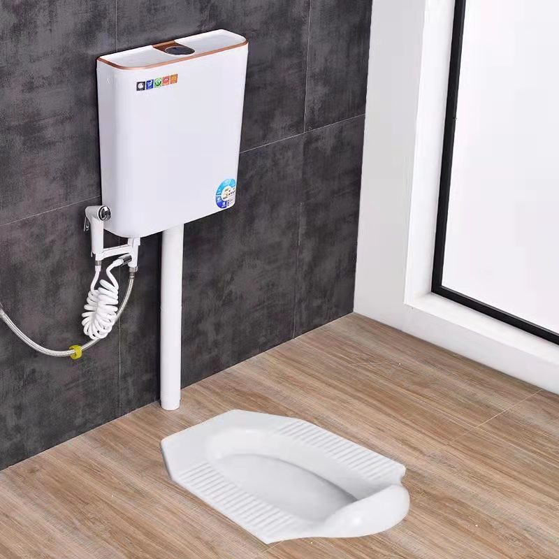 陶瓷带弯蹲便器便池冲水箱整套装卫生间蹲坑便盆挡水带s弯大便器