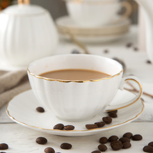 欧式骨瓷咖啡杯套装家用描金白色陶瓷咖啡具整套英式下午茶杯茶具