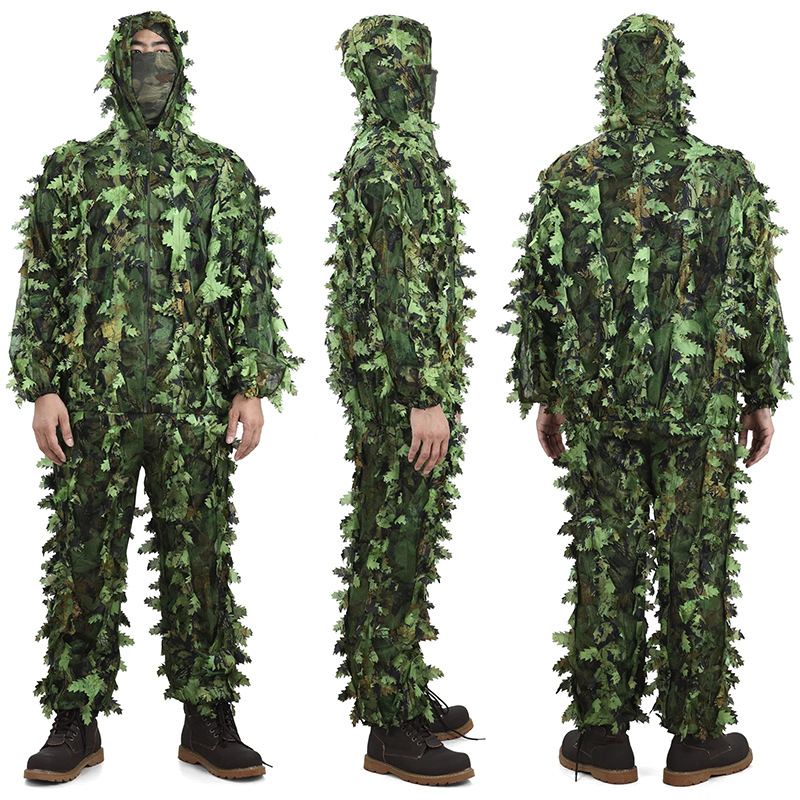 3d仿生枫叶吉利服外贸激光切花吉利服亚马逊速卖通狩猎