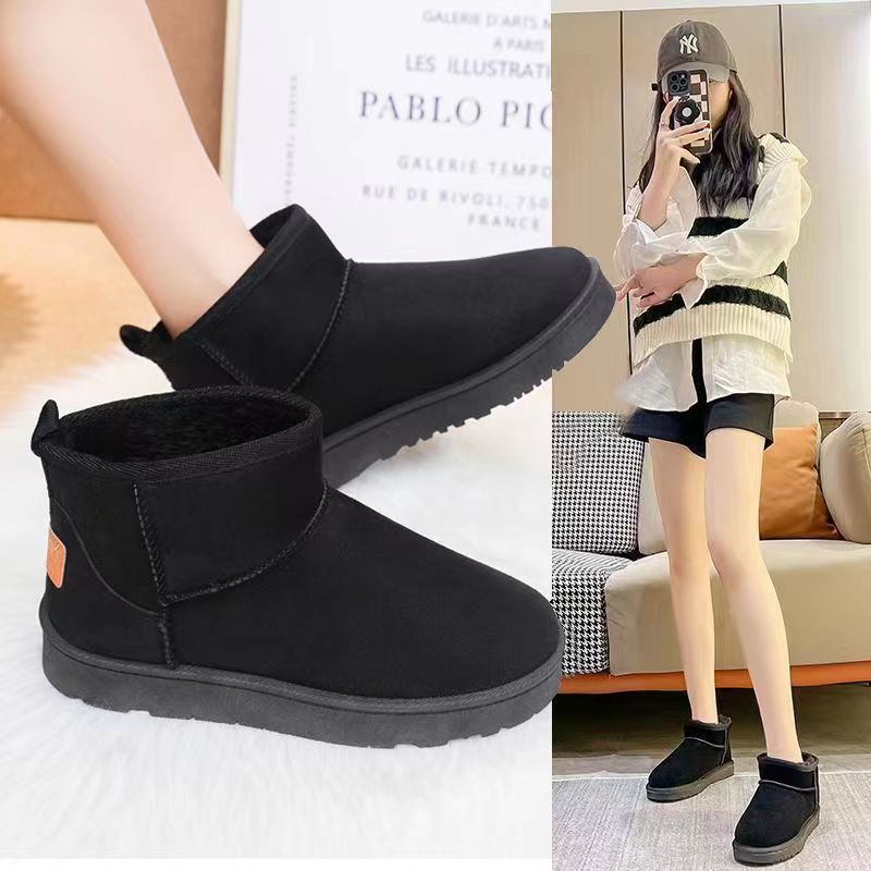 SOURCE Factory Winter New Snow Boots Fleece Lined Padded Warm Keeping Female Student Shoes Flat Women's Cotton Shoes One Piece Dropshipping