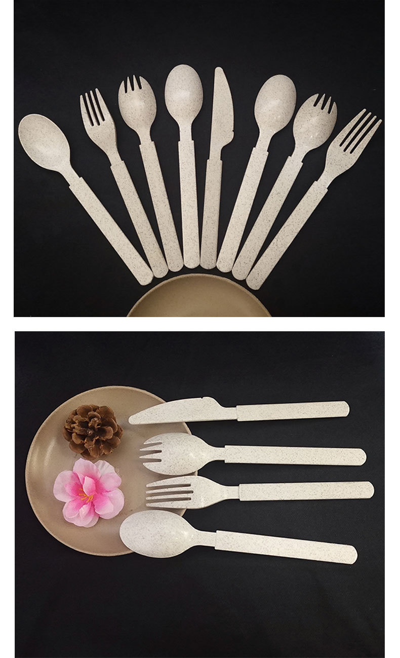 一次性天然稻谷壳餐具套装四件套外卖沙拉独立包装可降解刀叉勺