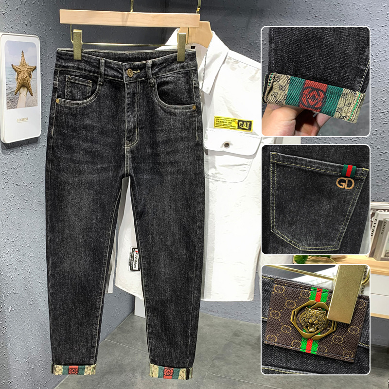 3 Seiko 2023 New Men Jeans Spring and Autumn Tide Quality High Elasticity Slim-Fitting Small Straight Hot Selling Jeans