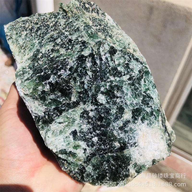 天然绿草莓晶原石 香薰扩香石水晶原料工艺品装修花盆装饰 消磁石