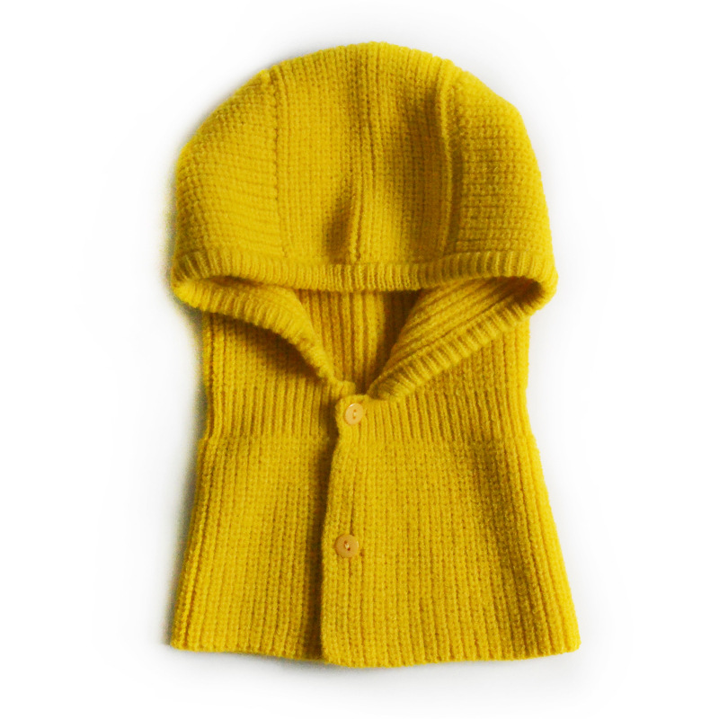 Chengwen New Children's Knitted Hat Fashion All-Match Scarf Hooded PNE-Piece Suit Boys and Girls Simple Solid Color Woolen Hat