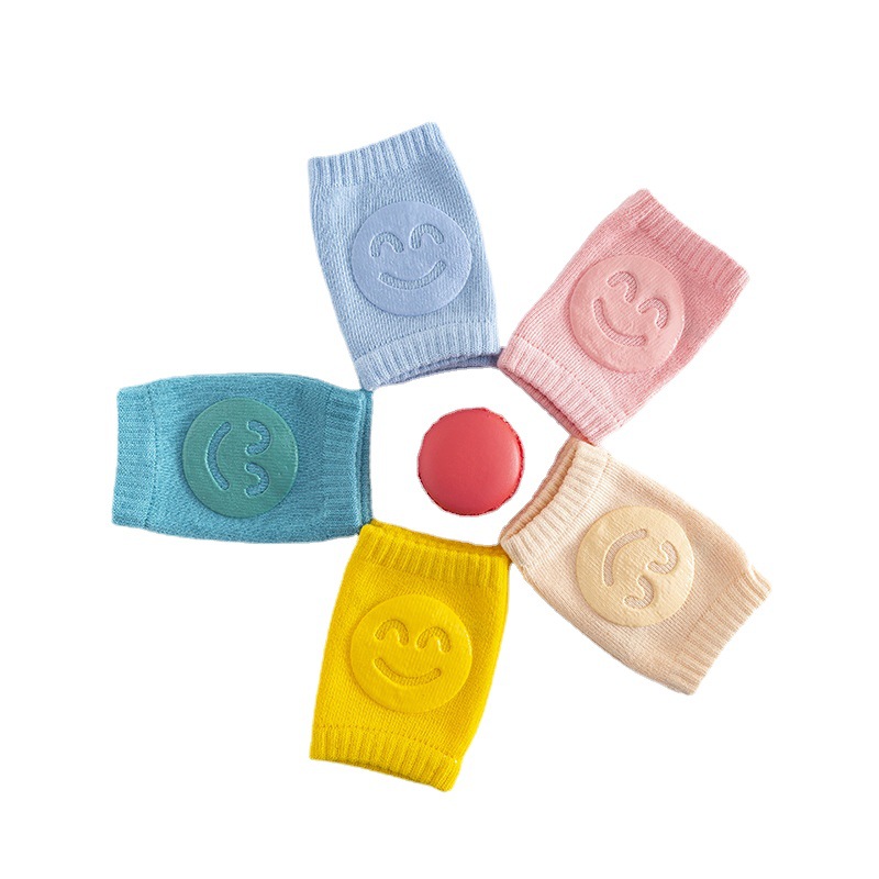 2022 Summer Terry Baby Foot Sock Elbow Pad Toddler Crawling Knee Pad Baby Child Knee Pad Smiley Face Knee Pad