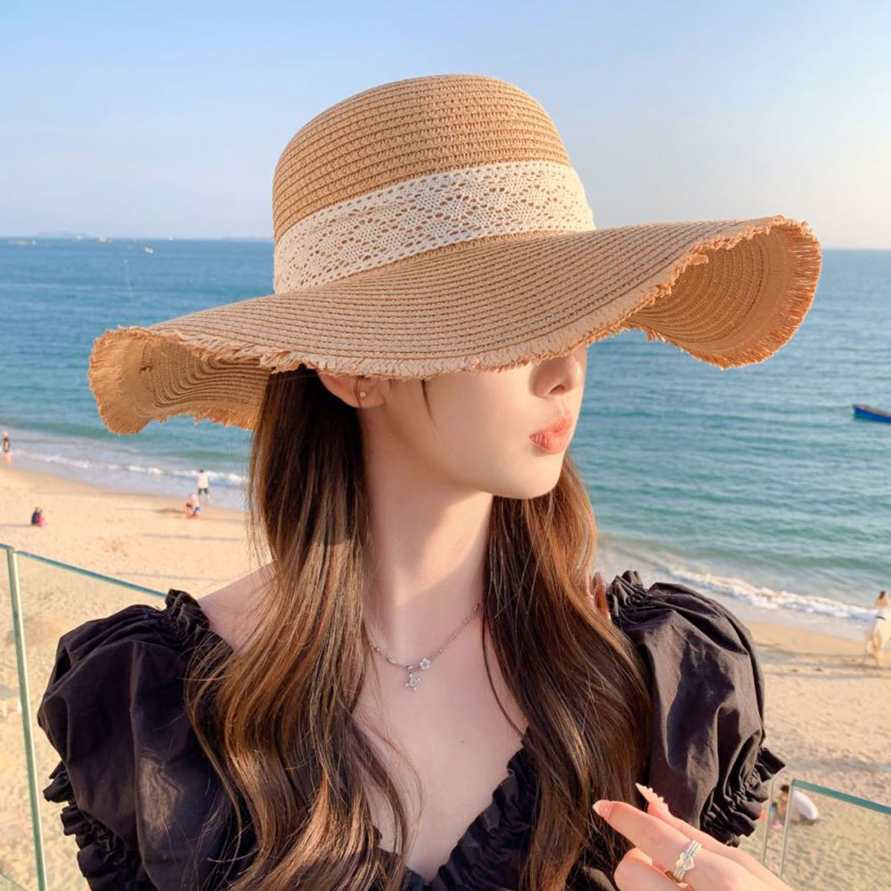 Western Style All-Matching Summer New Bow Big Brim Straw Hat Female Sun Shade Fashion Seaside Beach Hat Wholesale