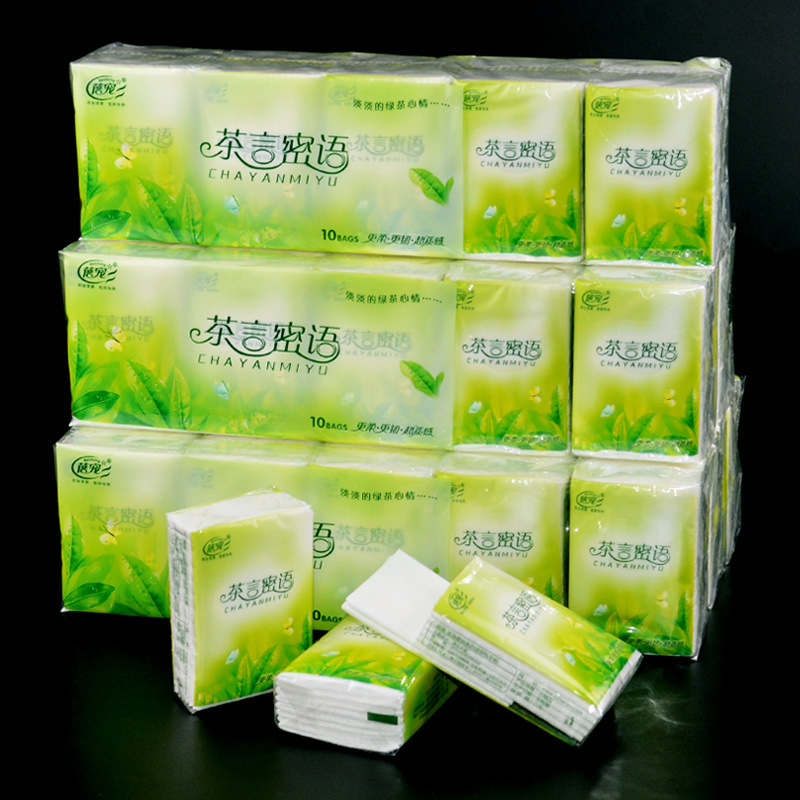 60包手帕纸巾绿茶清香味迷你小包便携式木浆3层压花餐巾纸面巾纸
