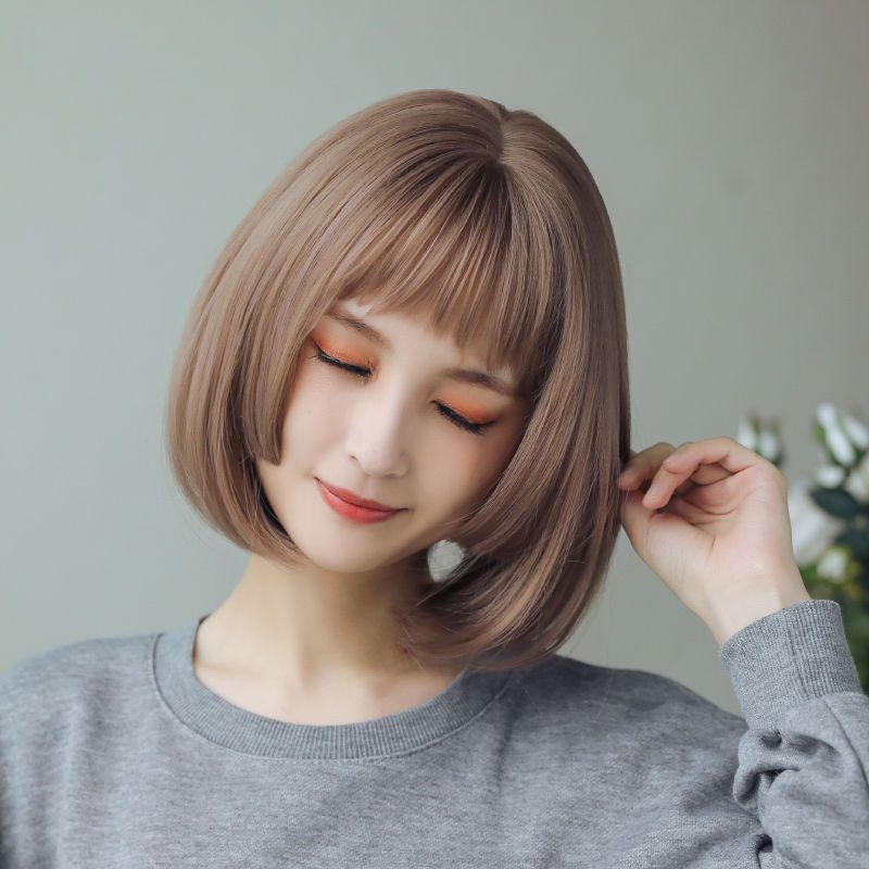 假发女短发公主切bobo头直发全头套圆脸空气刘海女士学生逼真自然