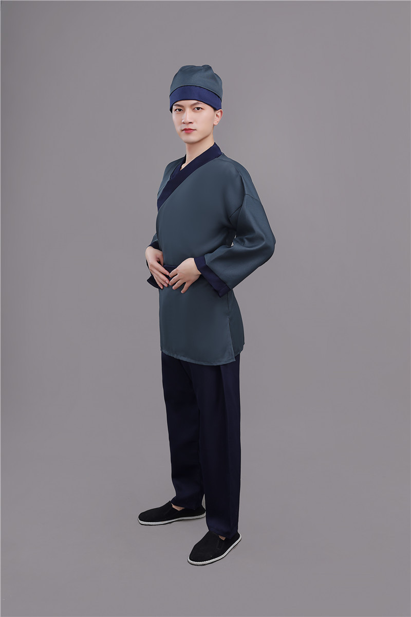 新款店小二平民古装演出成人汉服男农夫家丁仆人书童茶艺馆工作服