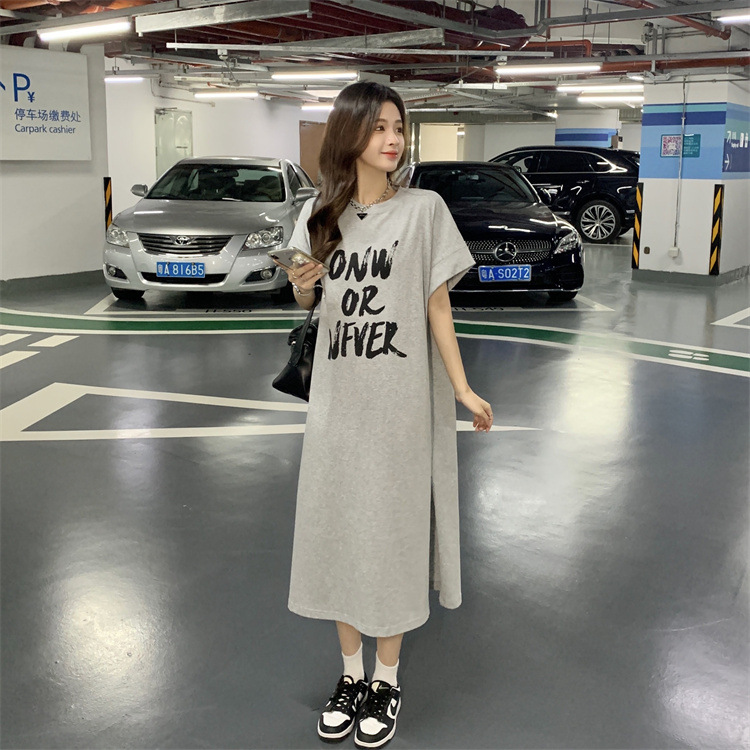 2023 Dress for Women Summer New Large Size Loose and Simple Sloth Dress Long below the Knee Plump Girls Wearable