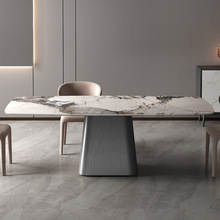 意式潘多拉岩板长方形餐桌设计师时尚现代简约家用小户型吃饭桌椅