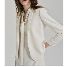 现货厂家批发新款时尚通勤女装外套OL气质显瘦米白色三醋酸小西装