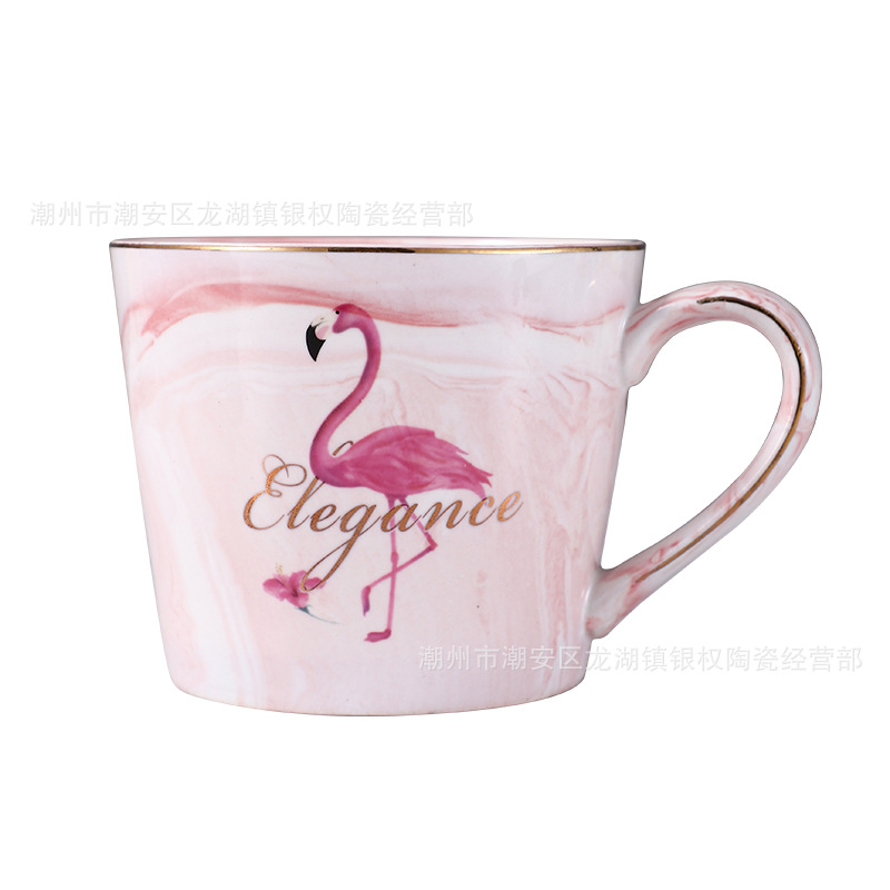 Mis Flamingo Marbling Mug Wedding Gift Couple's Cups Mid-Autumn Festival Gold Jewelry Gift