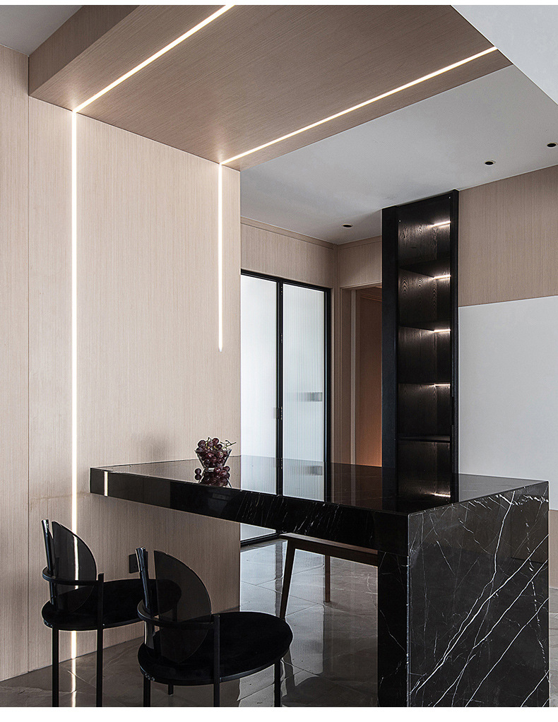 led线条灯嵌入式明暗装线性灯过道灯条天花客厅卡槽黑色智能灯条