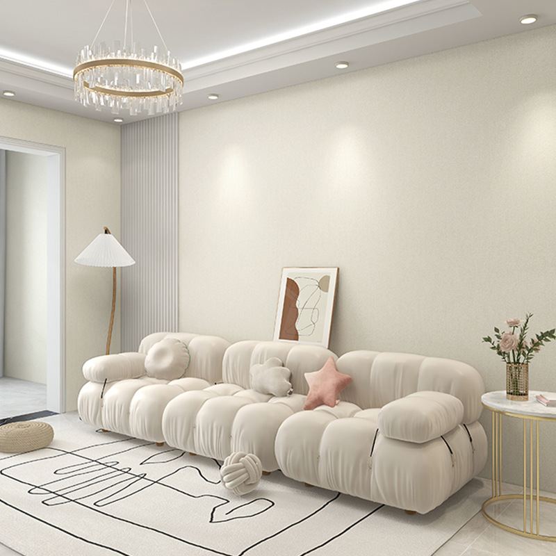 奶油色无缝墙布高精密奶白色全屋卧室客厅背景墙纯色素色壁布轻奢