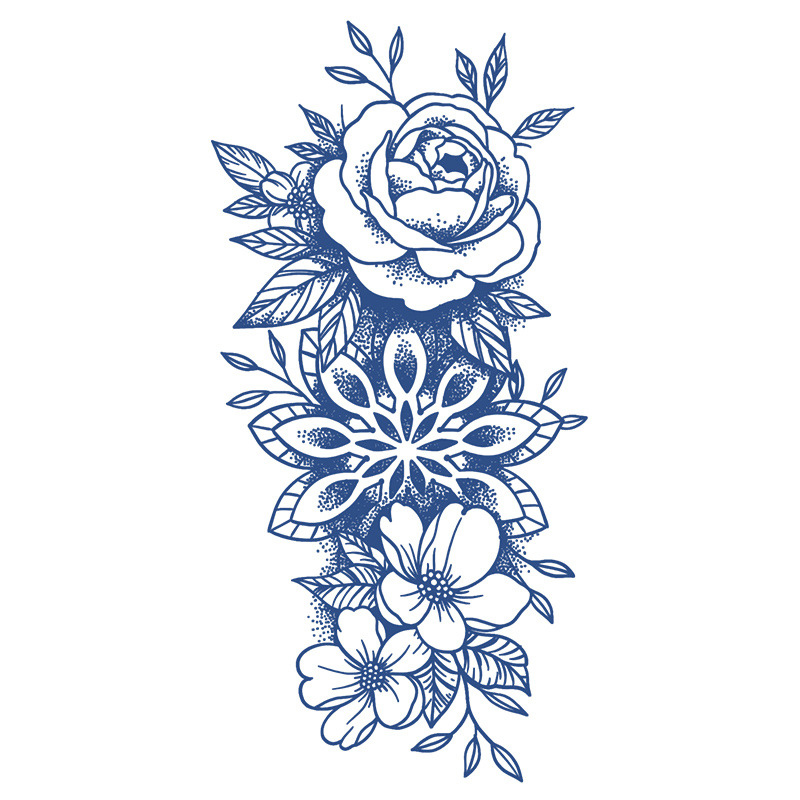 果汁草本花臂素花纹身贴2021新款女性感洗不掉手臂胸前大图半永久