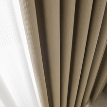 现代简约奶茶咖轻奢纯色棉麻遮光布客厅卧室飘窗窗帘成品高温定型