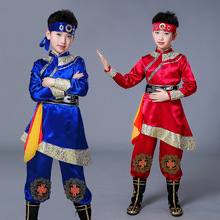 儿童演出服少数民族服装蒙古族男童蒙古袍藏族舞蹈蒙族表演服套装