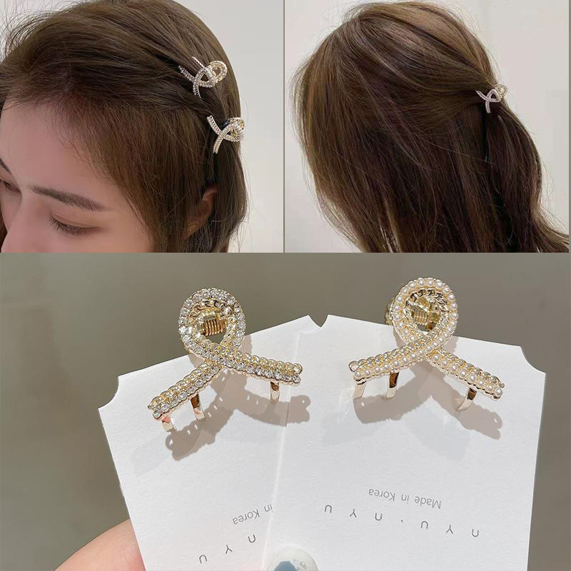 韩国发夹小号鲨鱼夹时尚珍珠迷你发抓后脑勺抓夹新品女士边夹顶夹