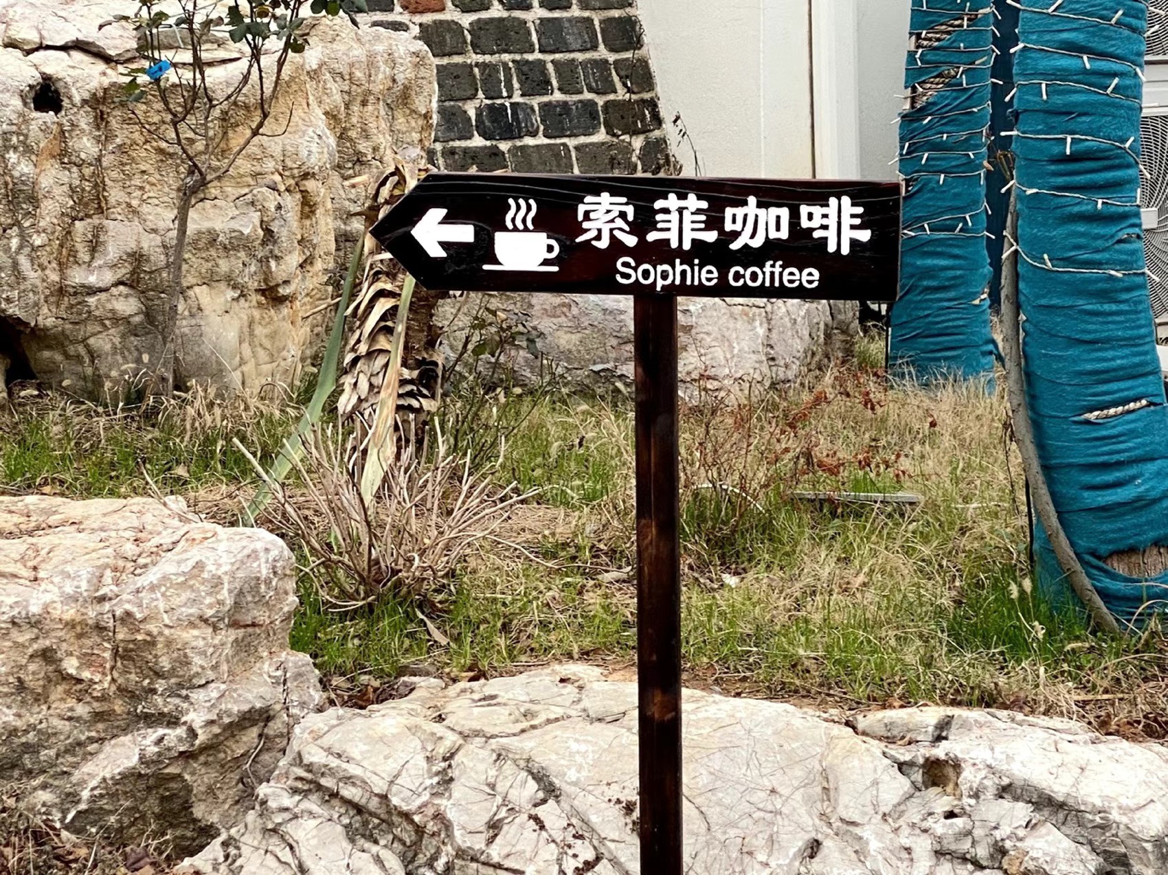 户外防腐木标识牌园林景区花草牌草坪牌指路牌双面导向牌立式方向