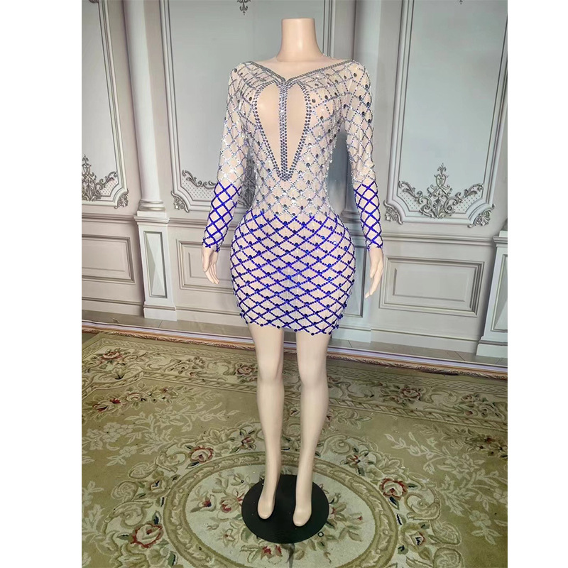 夏季新款酒吧女歌手出场演出服流苏包臀群超短裙晚礼服-阿里巴巴