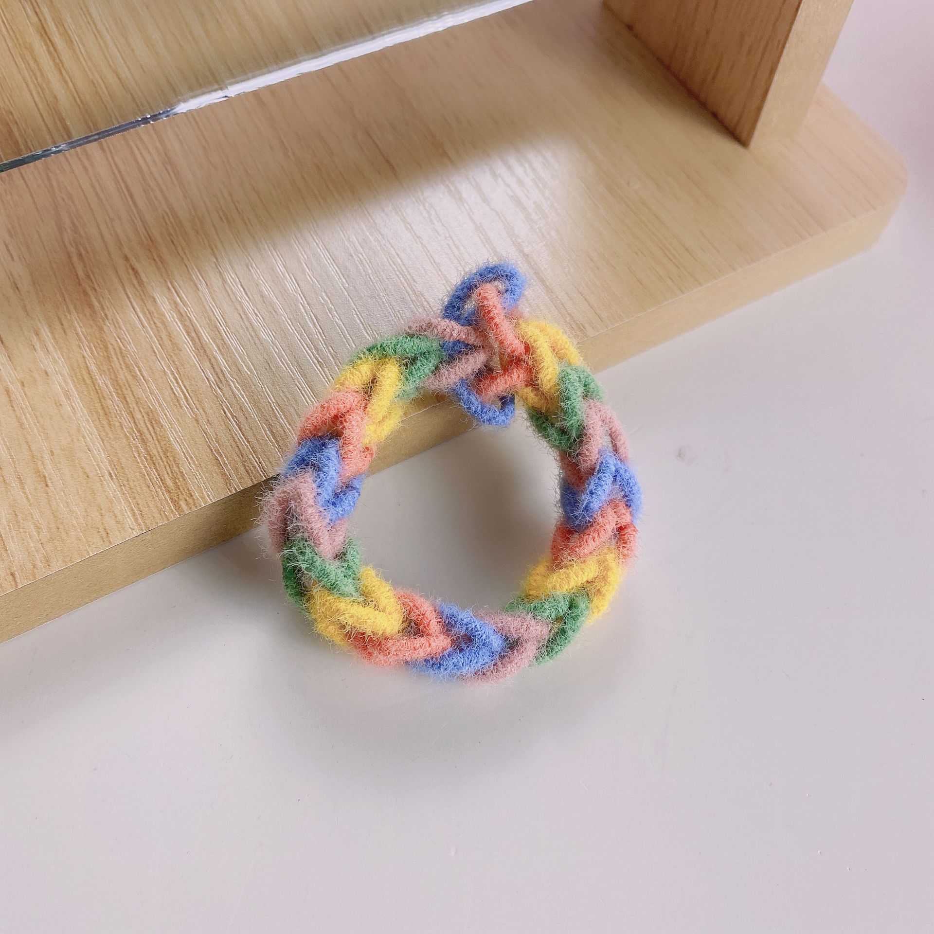 小红书同款彩虹编织手环小皮筋diy小发圈闺蜜情侣手链礼物少女 心