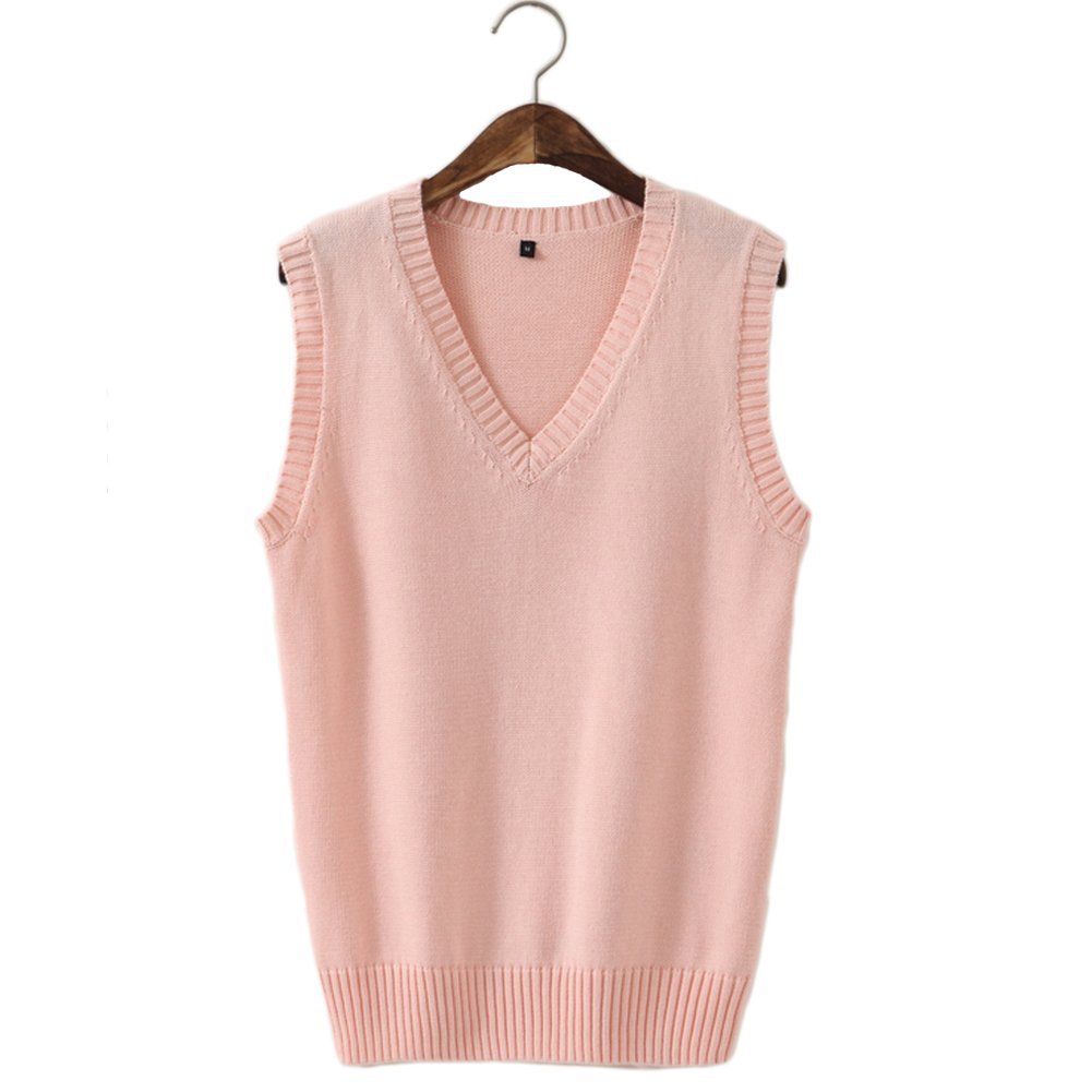 亚马逊品质欧美绵羊绒无袖v领纯色针织背心男女春秋针织毛线马甲