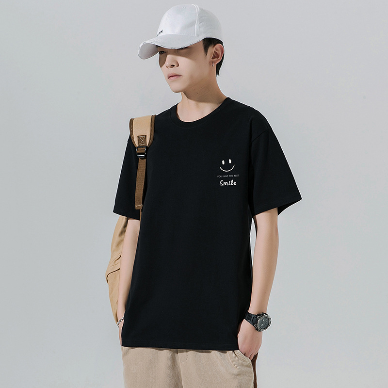 New Cotton Short-Sleeved T-shirt Men's 2024 Spring Fashion Brand Loose Bottoming Shirt Half Sleeve Short Sleeve plus Size T-shirt Fashion