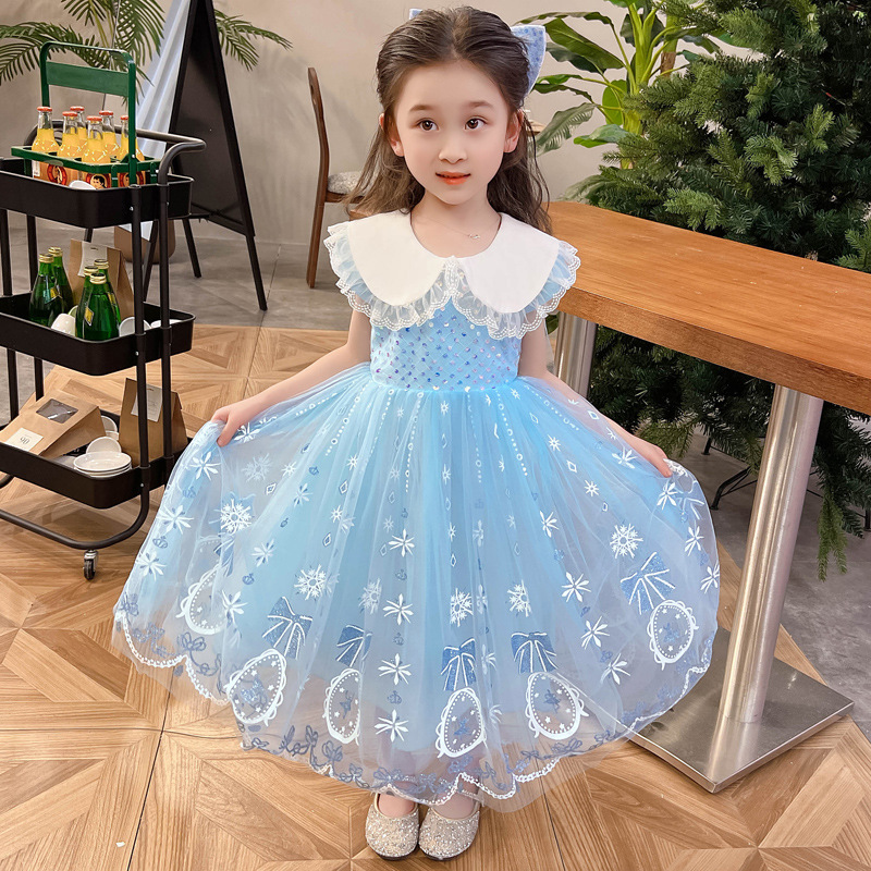 2023 New Girls' Dress Children's Autumn Clothing Princess Elsa Dress Children's Dress Baby Dress One Piece Dropshipping