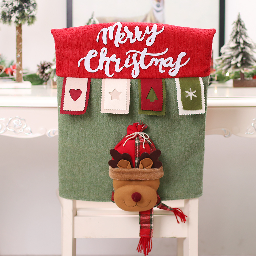 Christmas Decorations Cartoon Color Three-Dimensional Doll Chair Cover Elk Table and Chair Cover Kitchen Dress up Props Wholesale