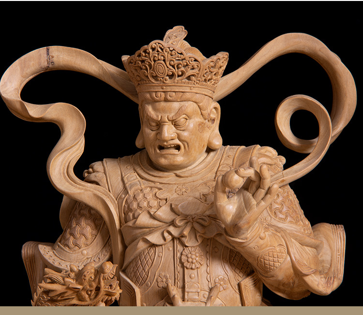 持国增长广目多闻四大天王神像香樟木木雕纯手工彩绘家用供奉实木
