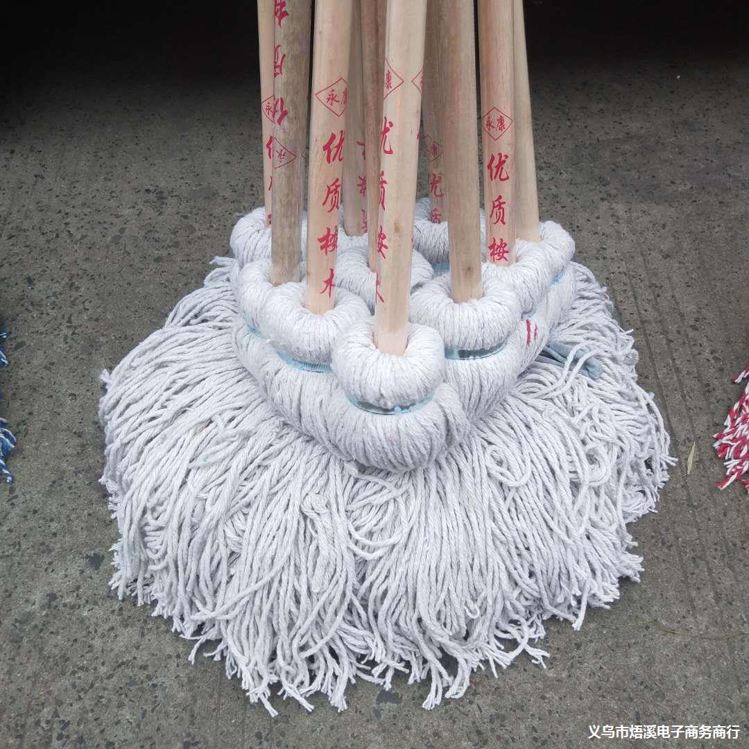 家用全棉白线老式拖把棉布不掉毛木柄线拖把加长加大传统简便拖把