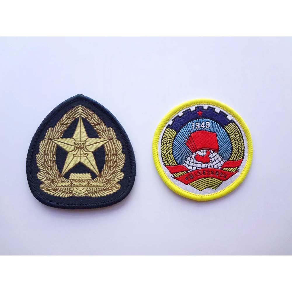 帽徽电脑绣花标布徽章服装辅料肩章diy背胶织唛帽徽布标刺绣布贴