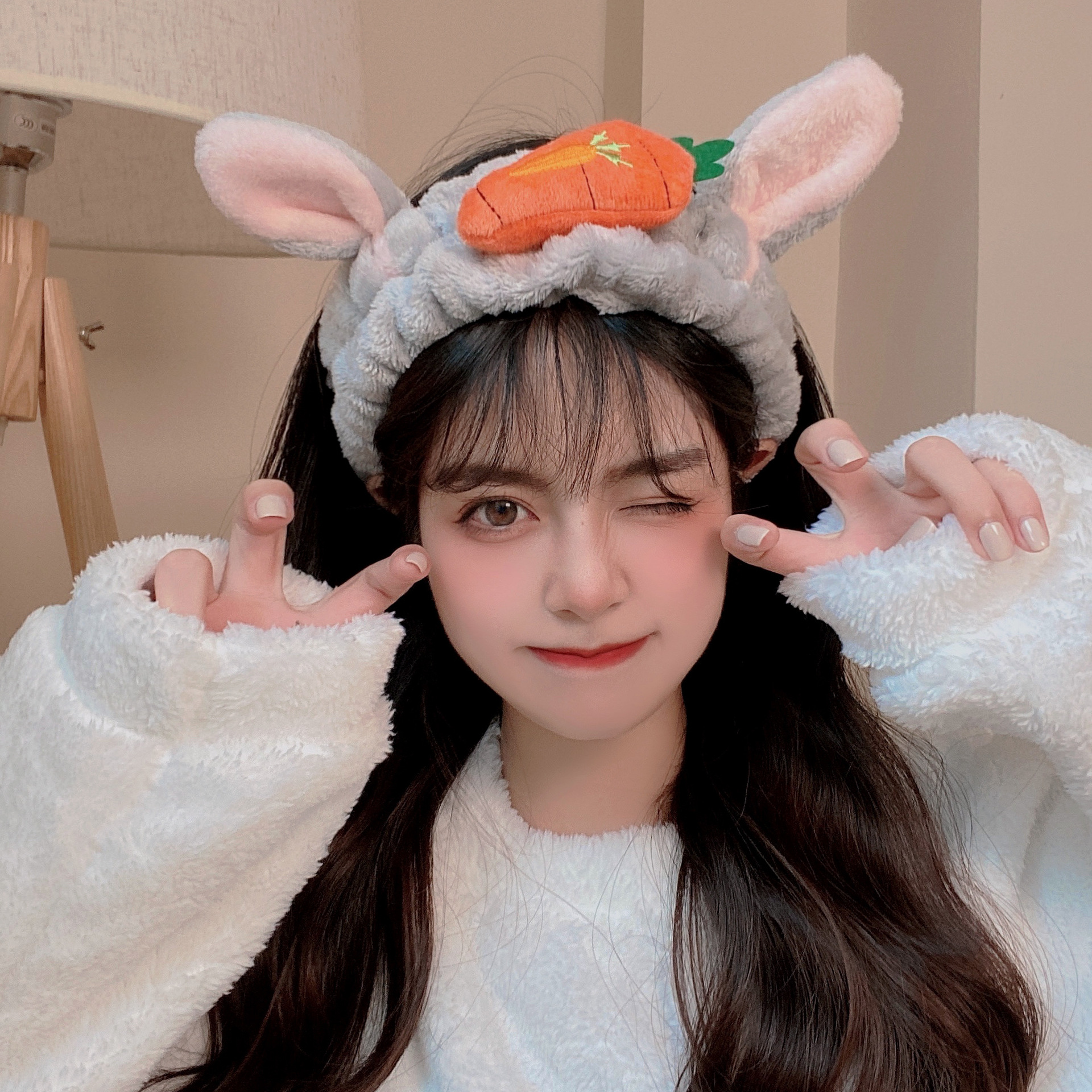 Face Mask Special Cute Plush Headband Female Furry Headband Hairpin Internet Celebrity 2022 New Autumn and Winter