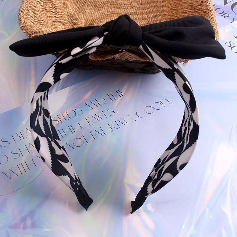 New High Skull Top Art Headband Hair Accessories Fashion Simple Hairband Outdoor All-Matching Wide Brim Cloth Bow Hair Accessories Wholesale