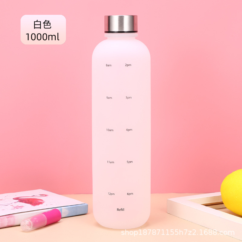 1000ml Gradient Color Sports Bottle Large Capacity Matte Water Cup Stainless Steel Cover Plastic Cup Outdoor Sports Bottle