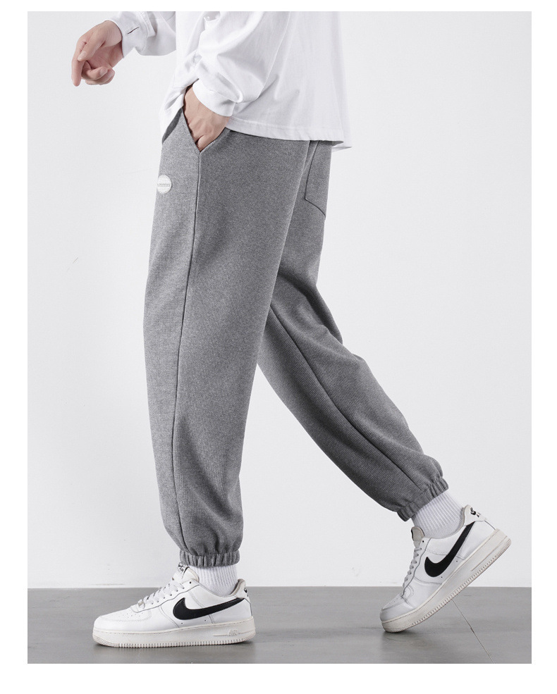 灰色宽松运动卫裤男潮流休闲长裤子大码束脚秋夏季春秋款胖子学生
