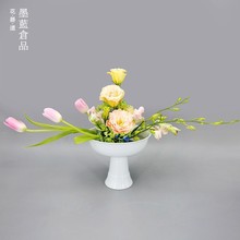 小原流花道高脚花器 花道课专用 花盆禅意插花手工陶瓷雅致小火锅