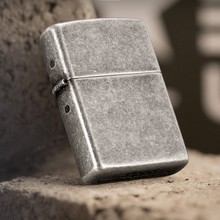 zippo打火机正版原装芝宝仿古银怀旧121fb皇帝右侧 仿古银121fb