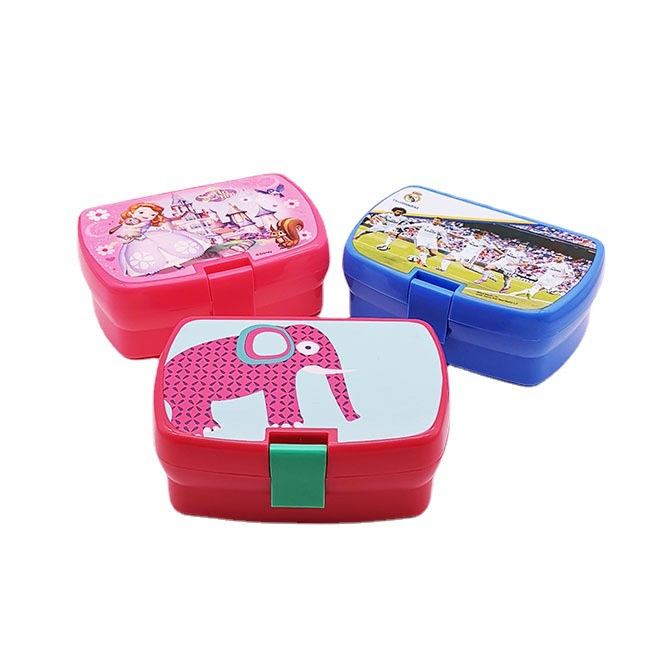 Factory Direct Supply Cartoon Cute Lunch Box Student Lunch Gift Tableware Box Plastic Single-Layer Lunch Box Wholesale