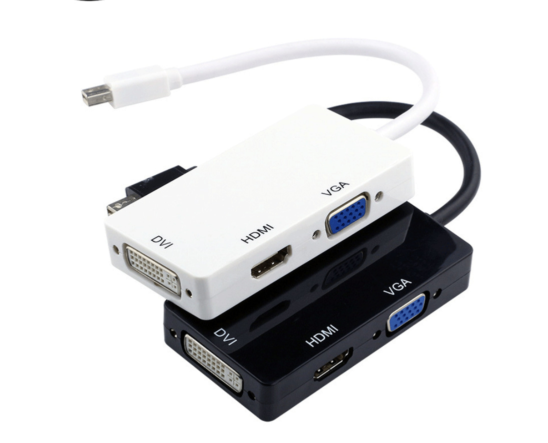 1080p 雷电mini dp 1.2 转vga hdmi dvi迷你dp长方形三合一连接线