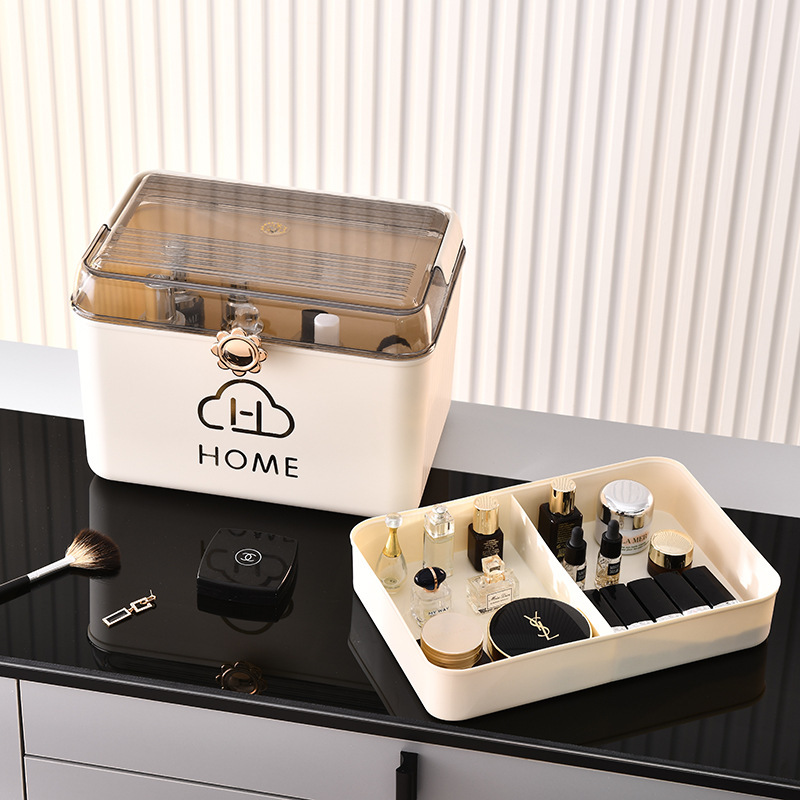desktop cosmetics storage box skin care dressing table dustproof high-grade storage rack with lid household light luxury medicine box