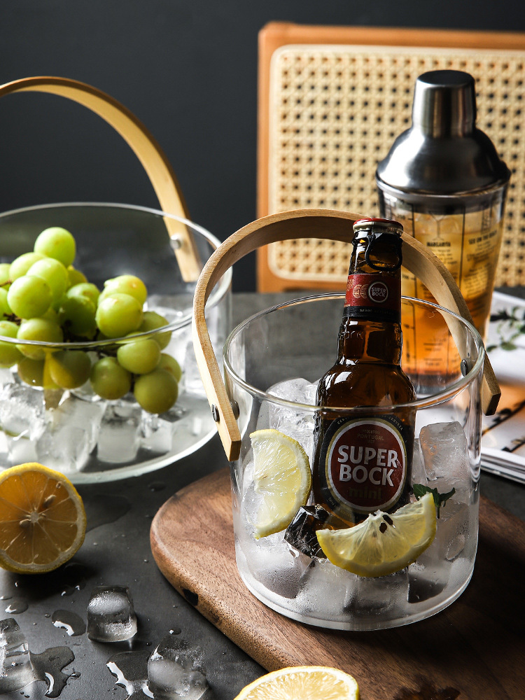 玻璃冰桶高颜值红酒香槟桶酒吧ktv冰块桶家用冰镇啤酒果酒桶