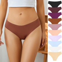 欧美underwear大码无痕运动瑜伽内裤女亚马逊冰丝性感三角裤外贸