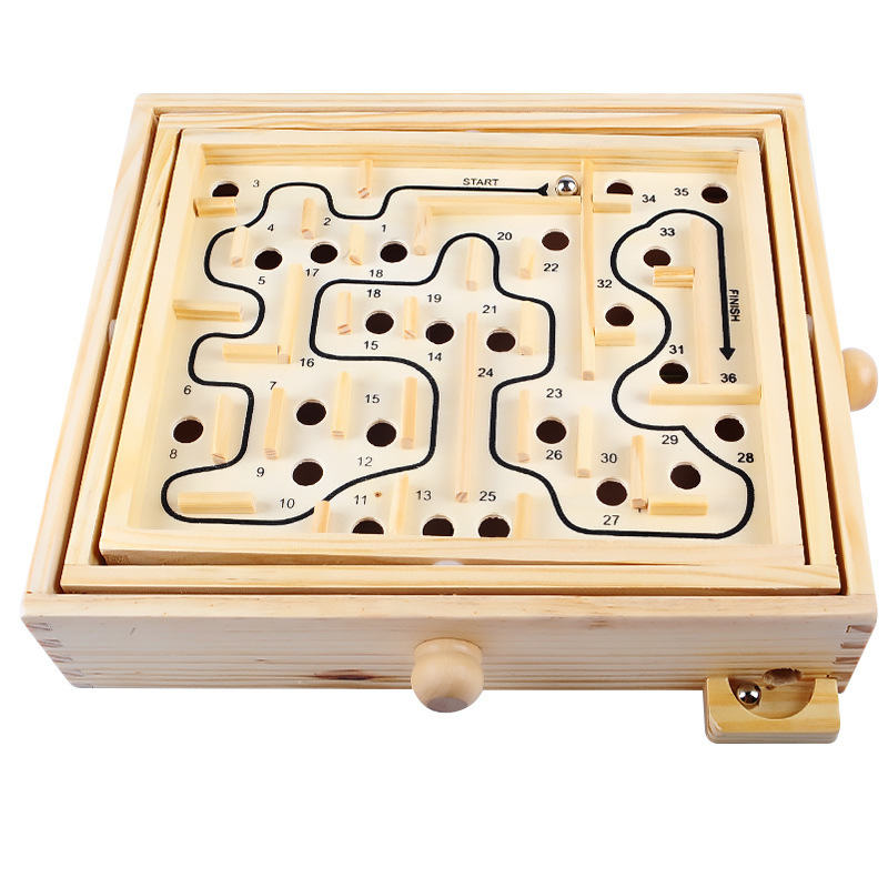 大号平衡球滚珠迷宫成人儿童互动游戏儿童益智力平衡锻炼木制玩具