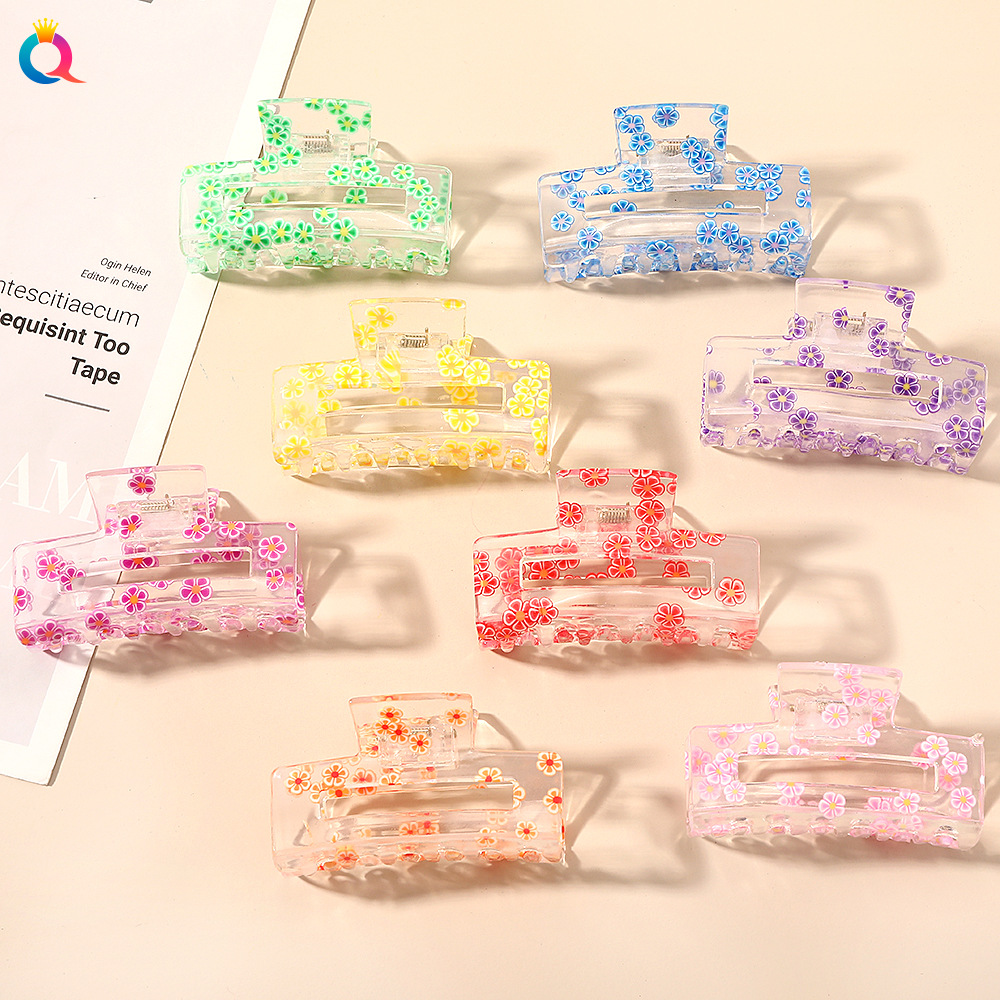 Qiyue Korean Style Fruit Updo Hair Claw Back Head Small Hair Clip Fashion Colorful Shark Clip Hair Accessories Female