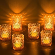 浮雕玻璃蜡烛台浪漫烛光晚餐道具家用布置氛围感摆件香薰蜡烛杯