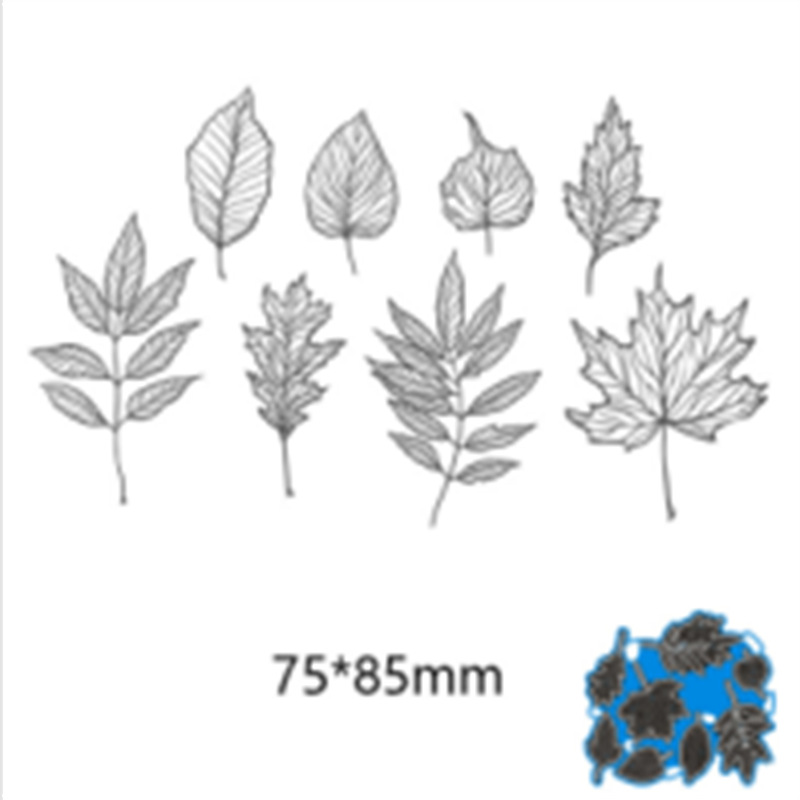 diy八片树叶金属压花碳钢刀模切纸模蚀刻切割刀模
